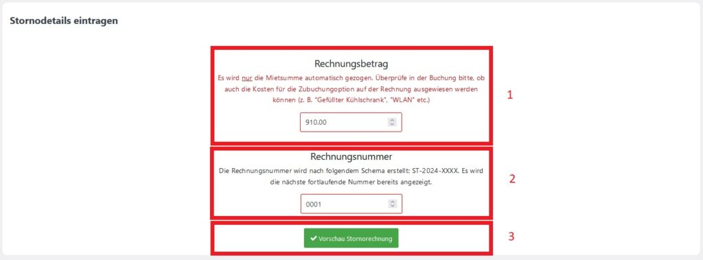 Wichtige Punkte für die Stornorechnungserstellung. Weitere Informationen dazu findest du im Text oberhalb dieser Grafik